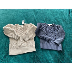 Baby Gap 5 Years Girl Blue Cable Knit Sweater Pullover crew neck